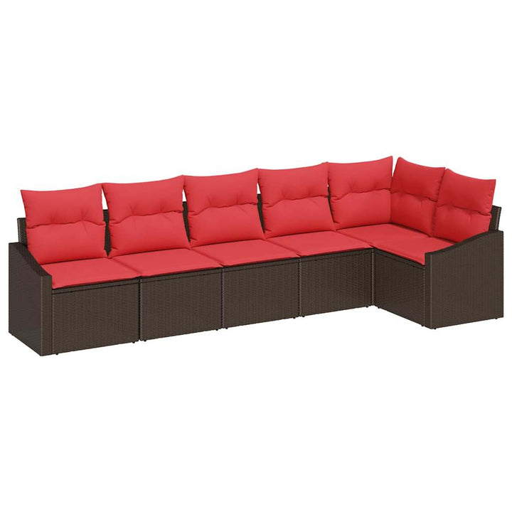 Sofa Sæt 6 stk. Brun polyrattan