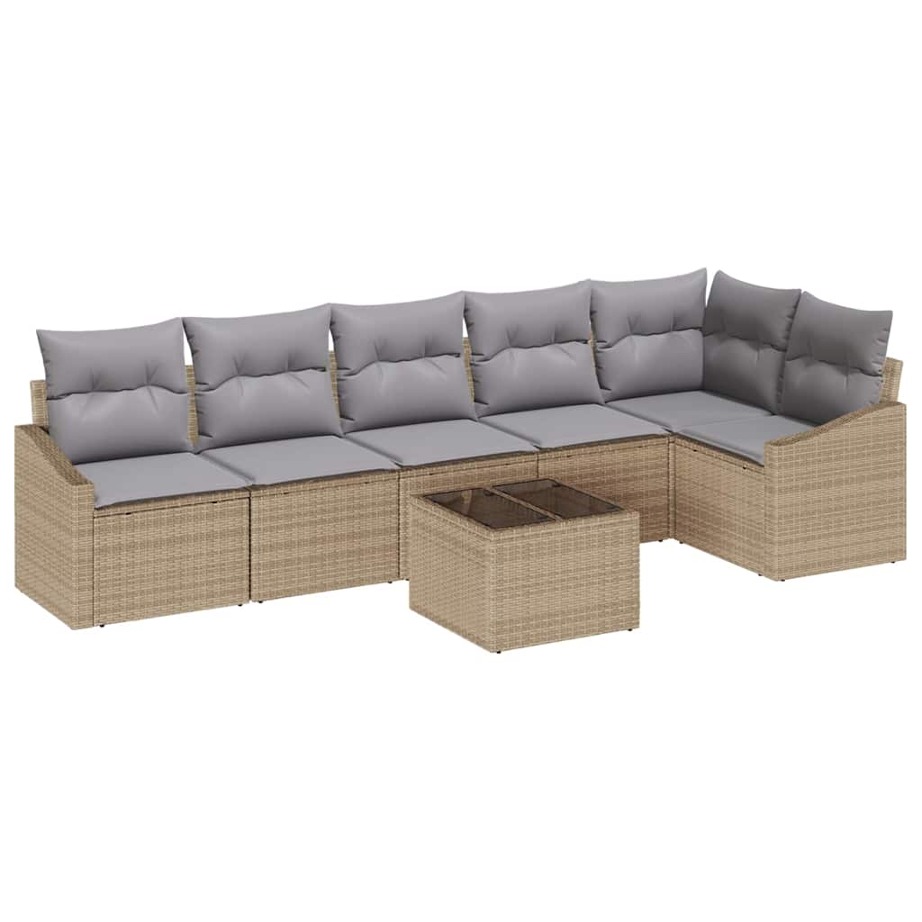 Sofa Sæt med pude 7 pcs Beige polyrattan