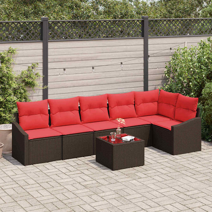 Sofa Sæt 7 stk. Brun polyrattan