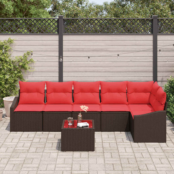 Sofa Sæt 7 stk. Brun polyrattan