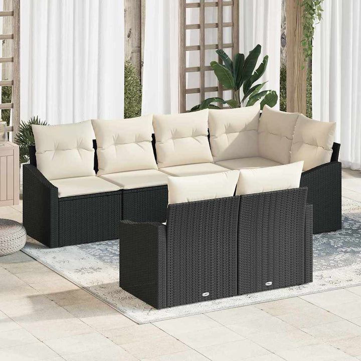 Sofa Sæt 7 stk. Sort polyrattan