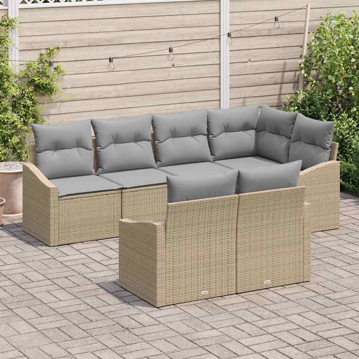 Sofa Sæt med pude 7 pcs Beige polyrattan