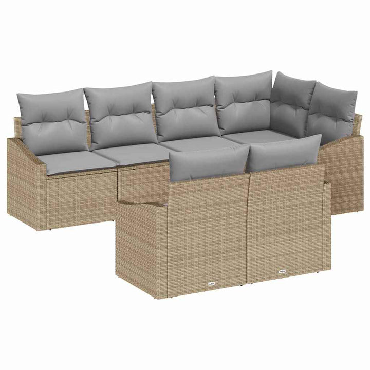 Sofa Sæt med pude 7 pcs Beige polyrattan