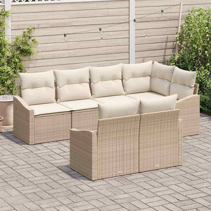 Sofa Sæt med pude 7 pcs Beige polyrattan