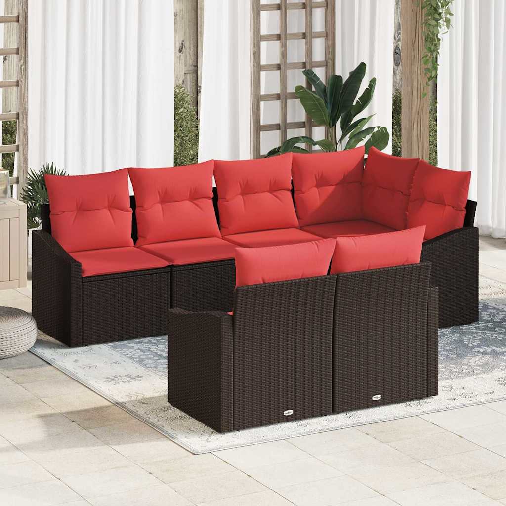 Sofa Sæt 7 stk. Brun polyrattan