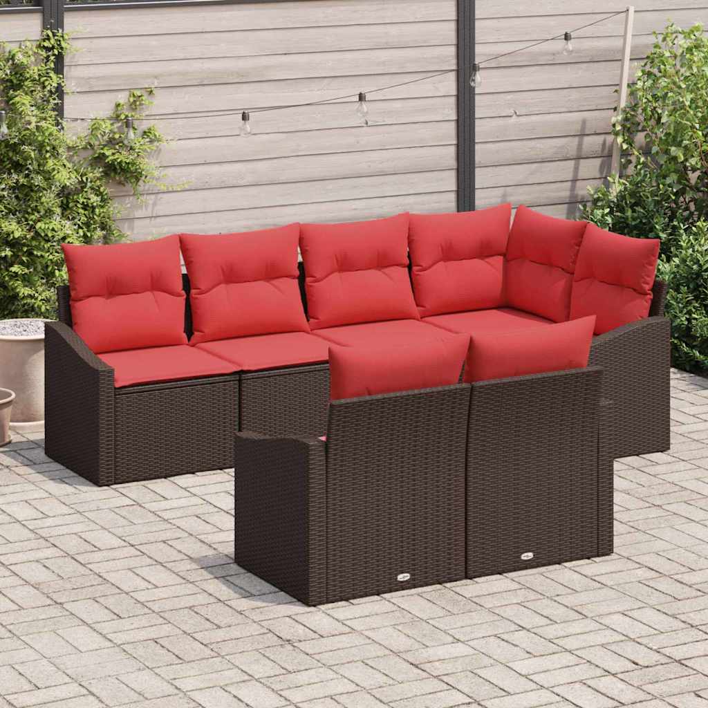 Sofa Sæt 7 stk. Brun polyrattan