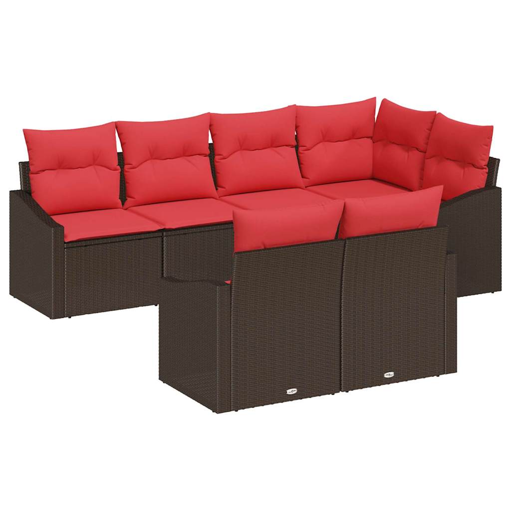 Sofa Sæt 7 stk. Brun polyrattan