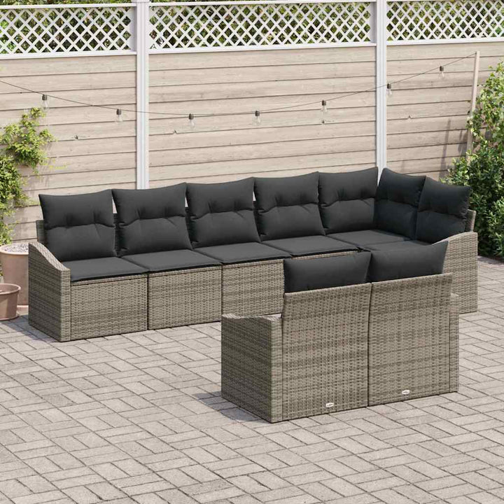 Sofa Sæt med pude 8 pcs Grå polyrattan