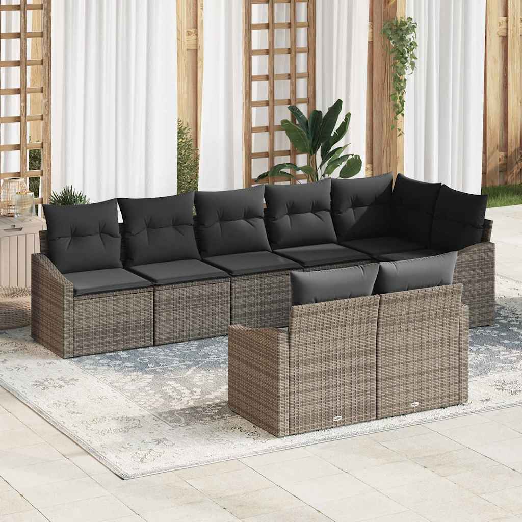Sofa Sæt med pude 8 pcs Grå polyrattan