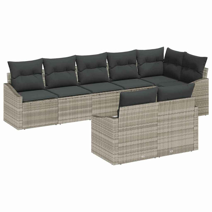 Sofa Sæt med pude 8 pcs Lysegrå polyrattan