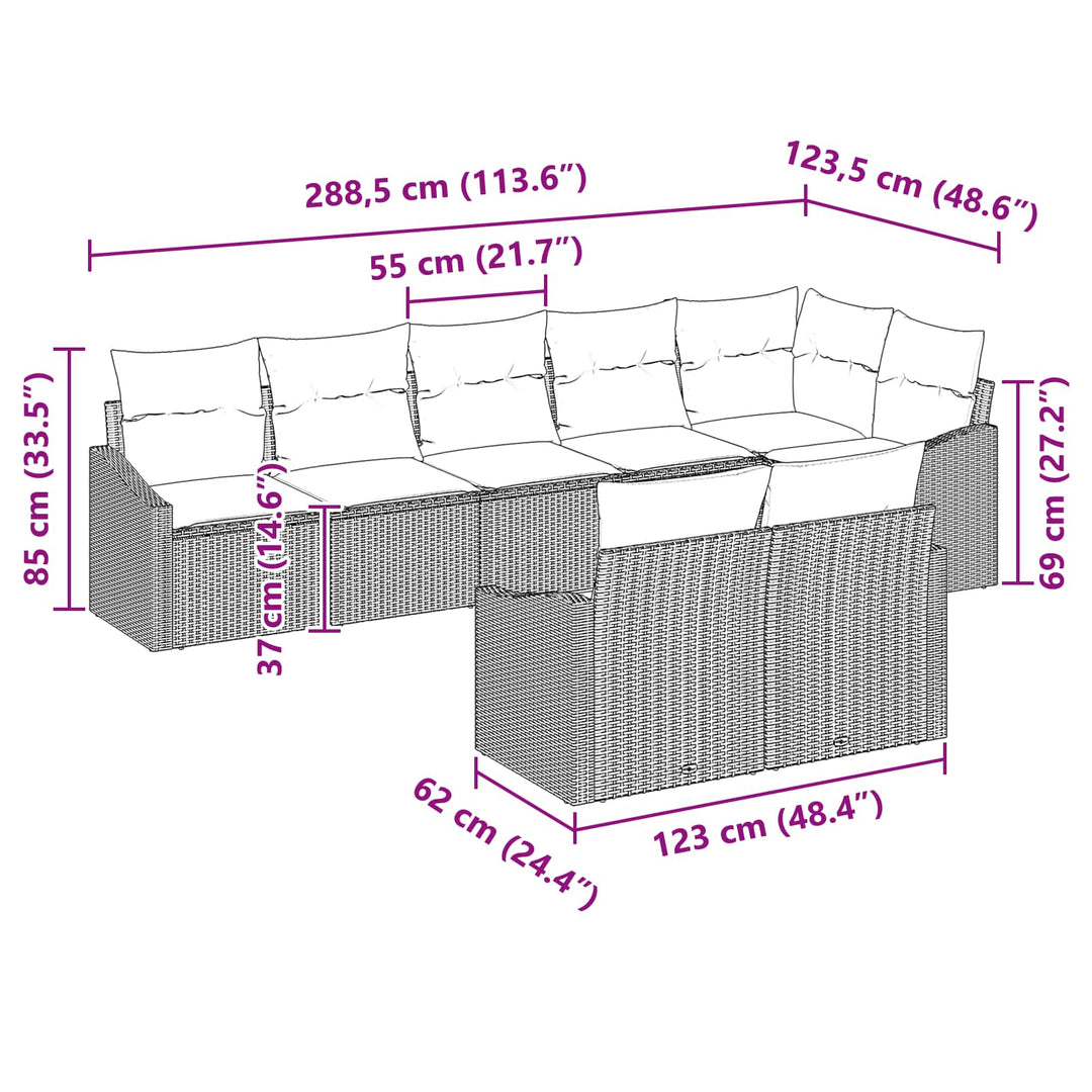 Sofa Sæt 8 stk. Brun polyrattan