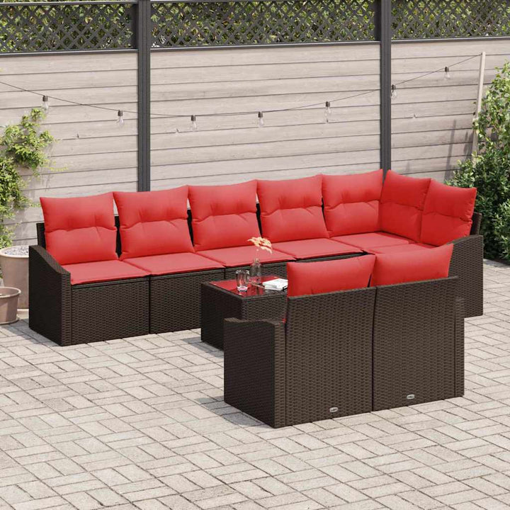 Sofa Sæt 9 stk. Brun polyrattan