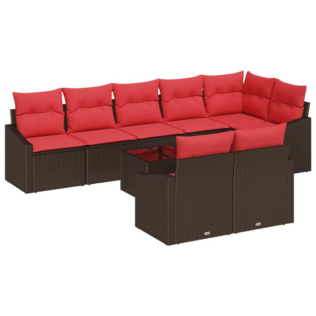 Sofa Sæt 9 stk. Brun polyrattan