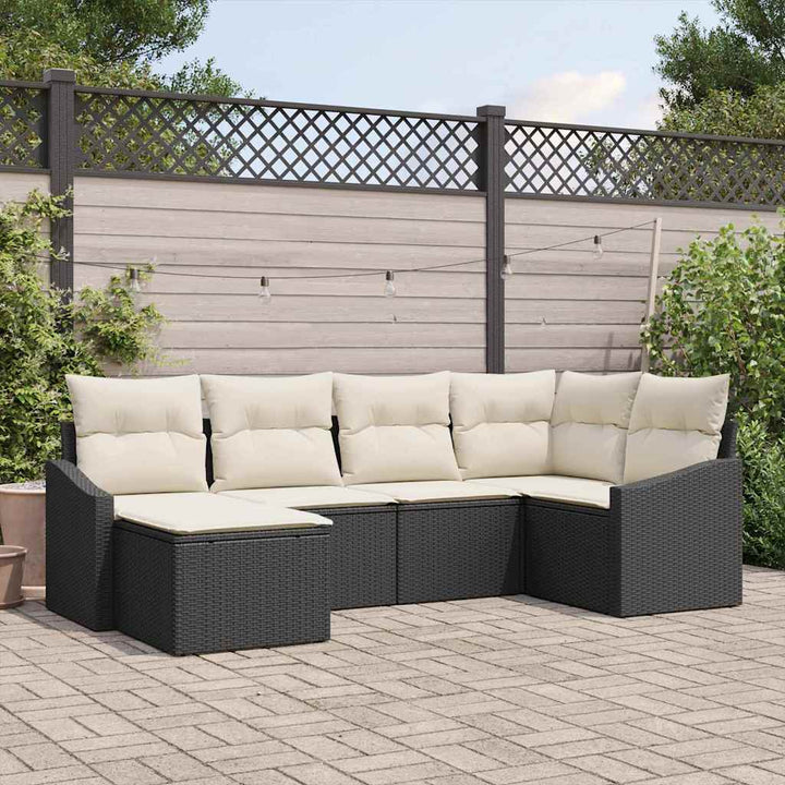 Sofa Sæt 6 stk. Sort polyrattan