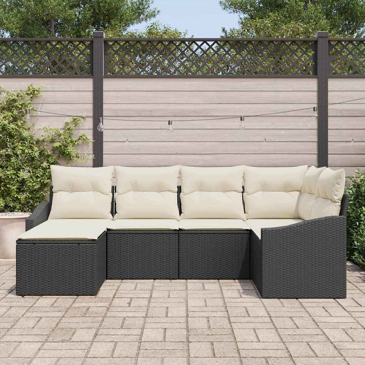 Sofa Sæt 6 stk. Sort polyrattan
