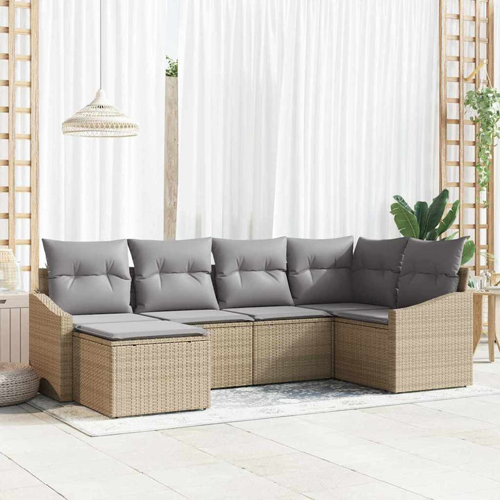 Sofa Sæt med pude 6 pcs Beige polyrattan