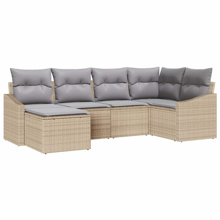 Sofa Sæt med pude 6 pcs Beige polyrattan