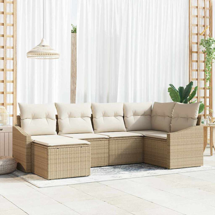 Sofa Sæt med pude 6 pcs Beige polyrattan