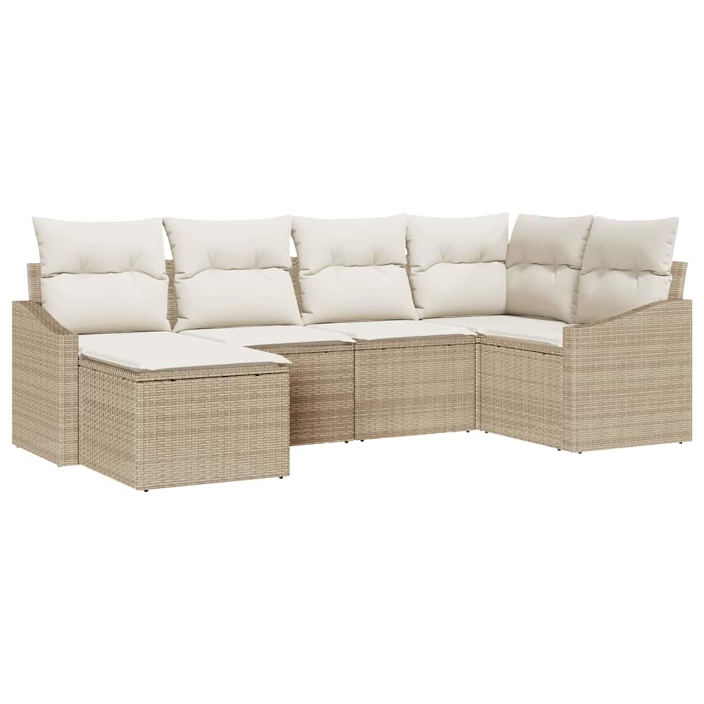 Sofa Sæt med pude 6 pcs Beige polyrattan