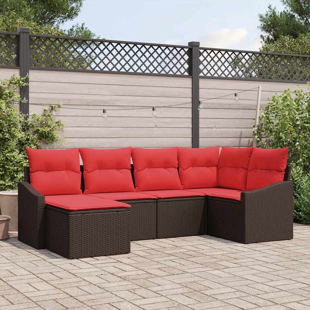 Sofa Sæt 6 stk. Brun polyrattan