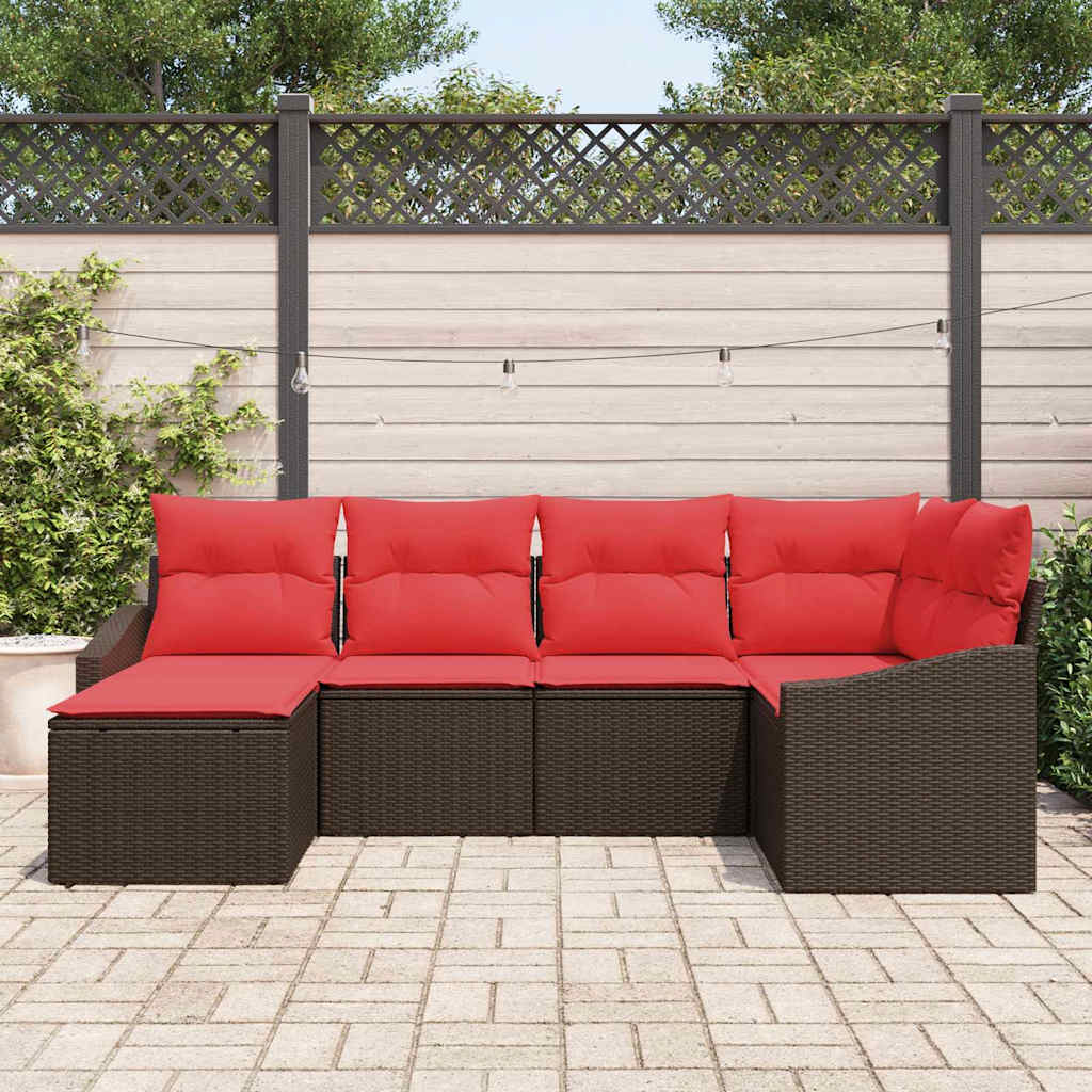 Sofa Sæt 6 stk. Brun polyrattan