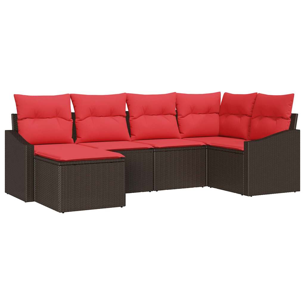 Sofa Sæt 6 stk. Brun polyrattan