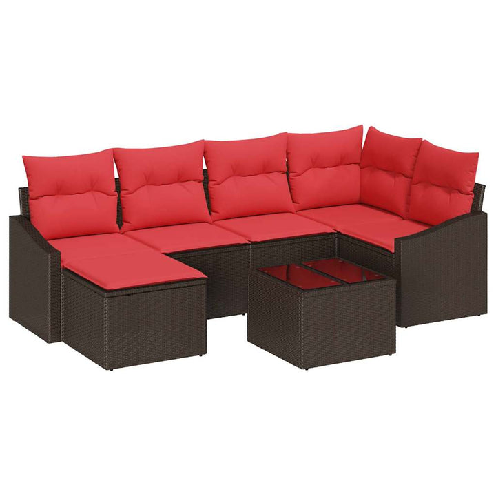Sofa Sæt 7 stk. Brun polyrattan