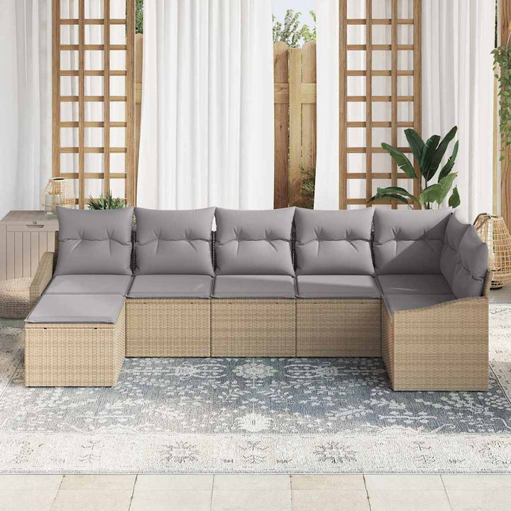 Sofa Sæt med pude 7 pcs Beige polyrattan