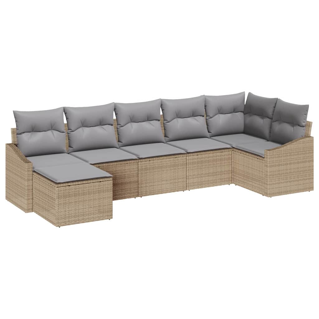 Sofa Sæt med pude 7 pcs Beige polyrattan