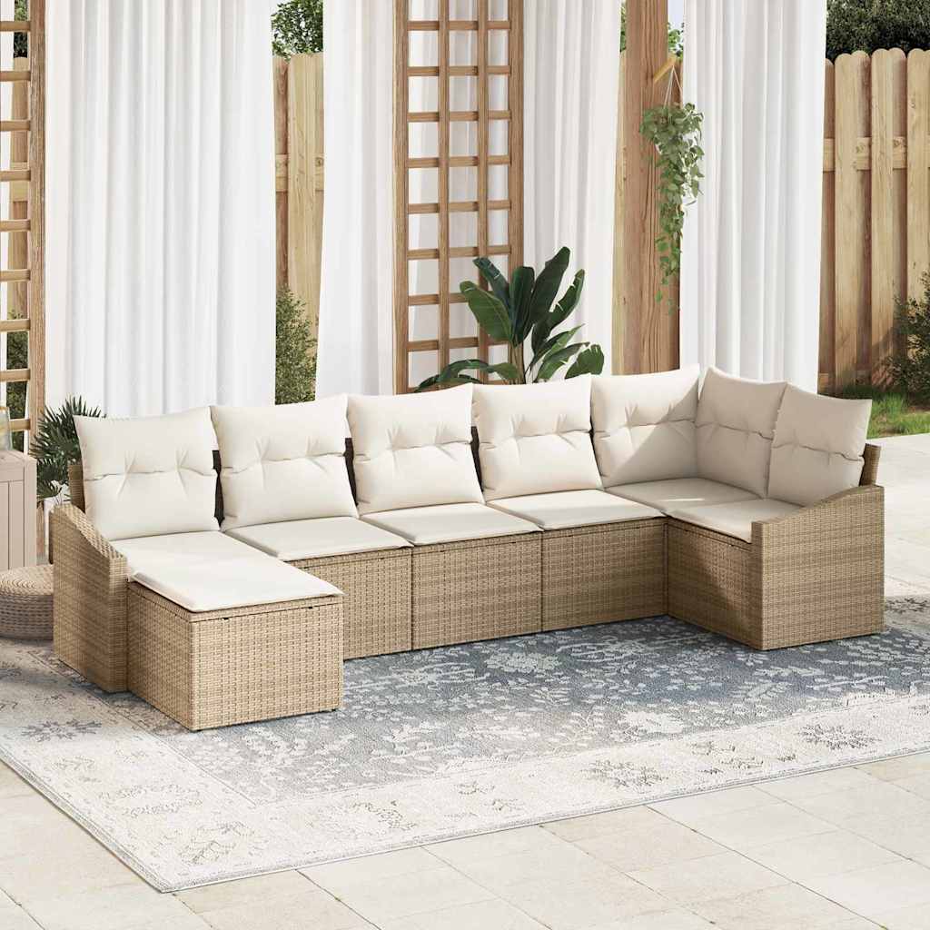 Sofa Sæt med pude 7 pcs Beige polyrattan
