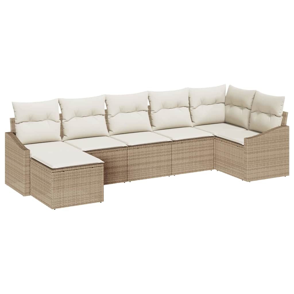 Sofa Sæt med pude 7 pcs Beige polyrattan
