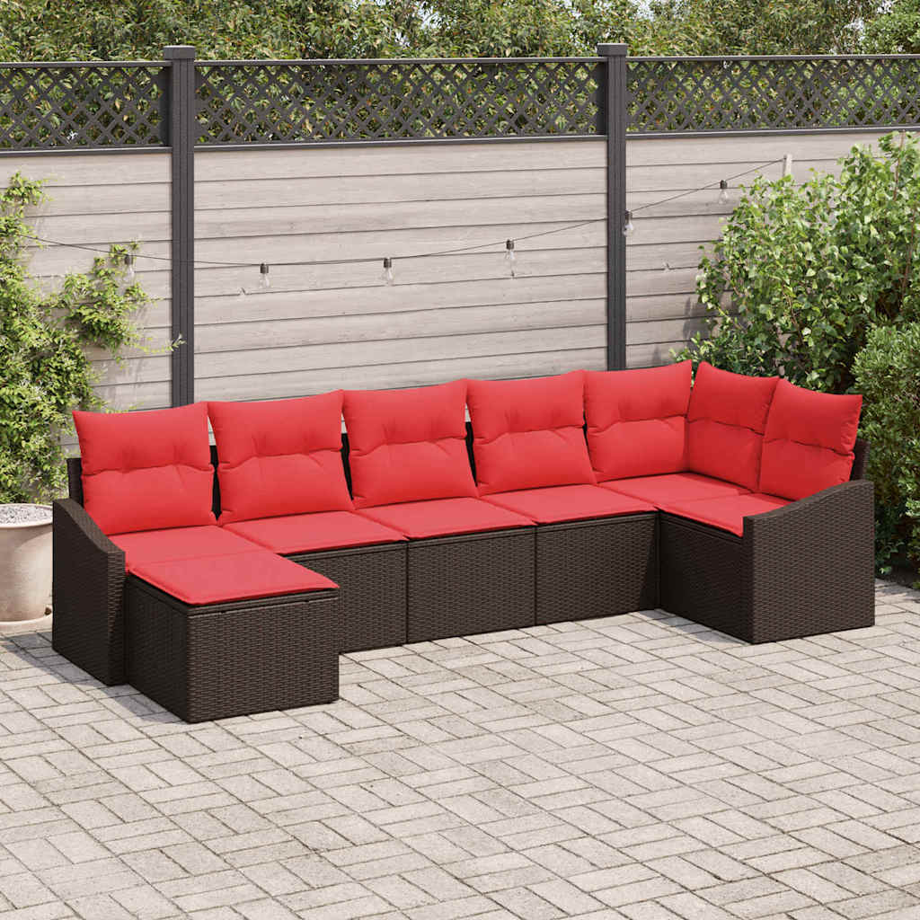 Sofa Sæt 7 stk. Brun polyrattan