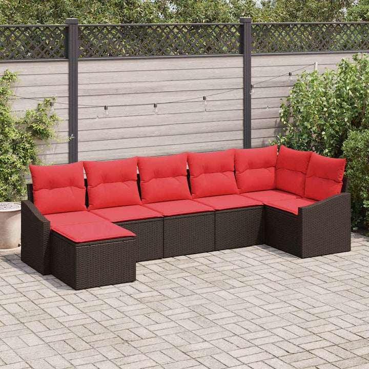 Sofa Sæt 7 stk. Brun polyrattan