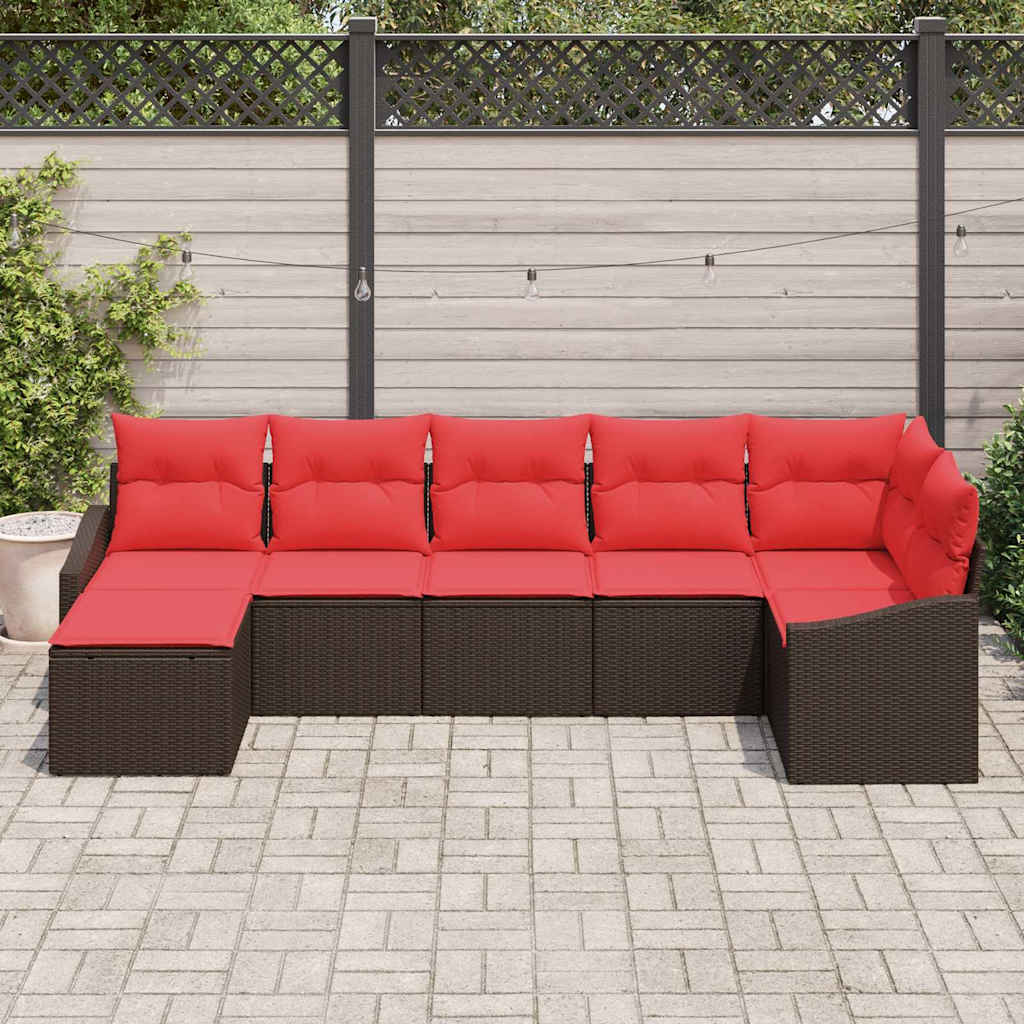 Sofa Sæt 7 stk. Brun polyrattan