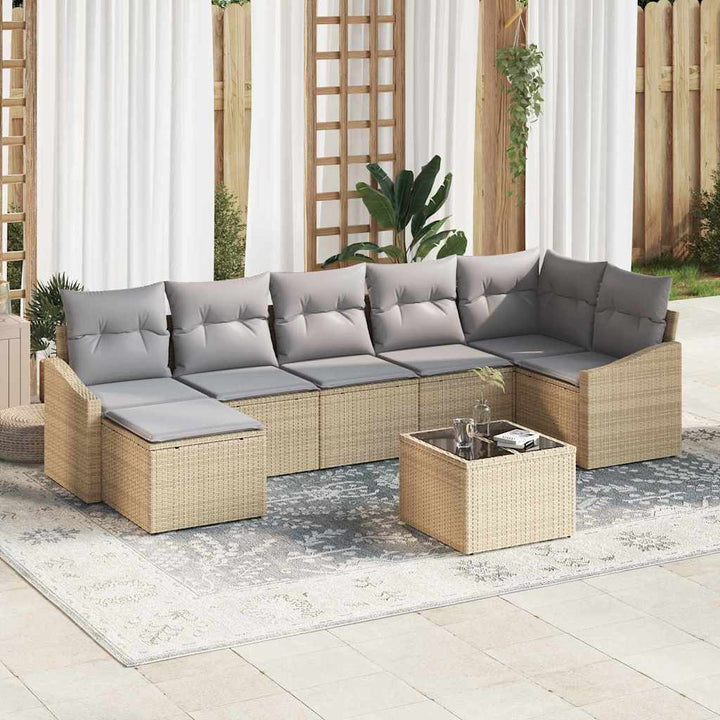 Sofa Sæt med pude 8 pcs Beige polyrattan