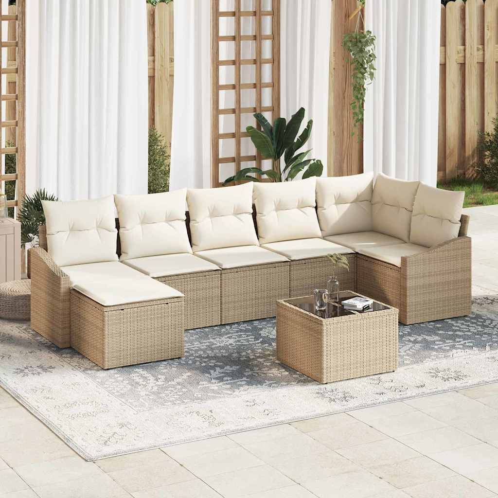 Sofa Sæt med pude 8 pcs Beige polyrattan