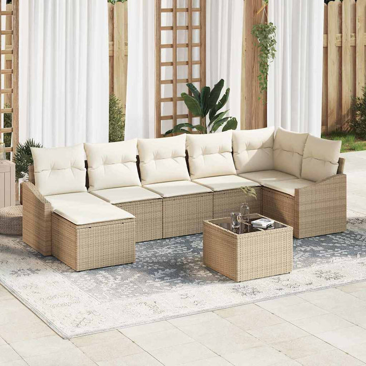 Sofa Sæt med pude 8 pcs Beige polyrattan