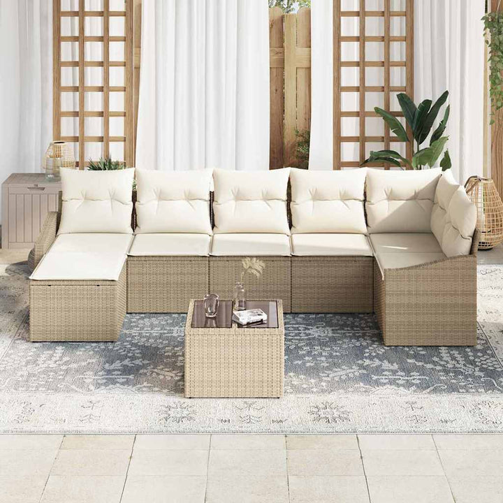 Sofa Sæt med pude 8 pcs Beige polyrattan