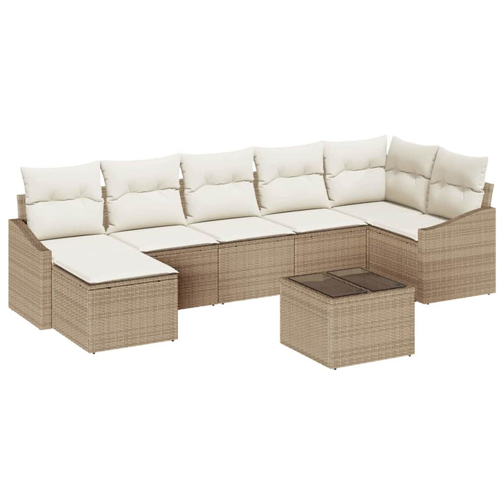 Sofa Sæt med pude 8 pcs Beige polyrattan