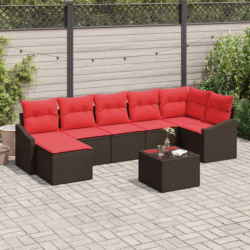 Sofa Sæt 8 stk. Brun polyrattan