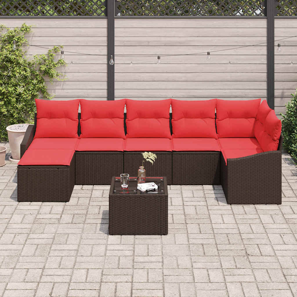Sofa Sæt 8 stk. Brun polyrattan