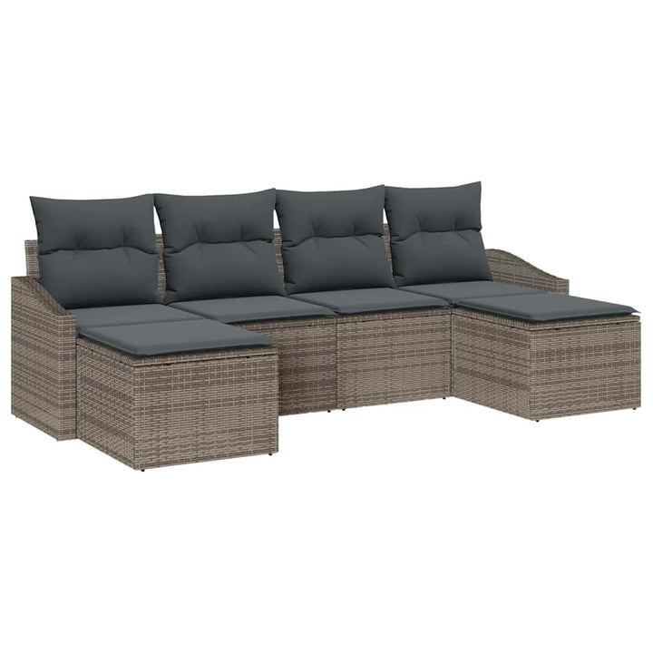 Sofa Sæt med pude 6 pcs Grå polyrattan