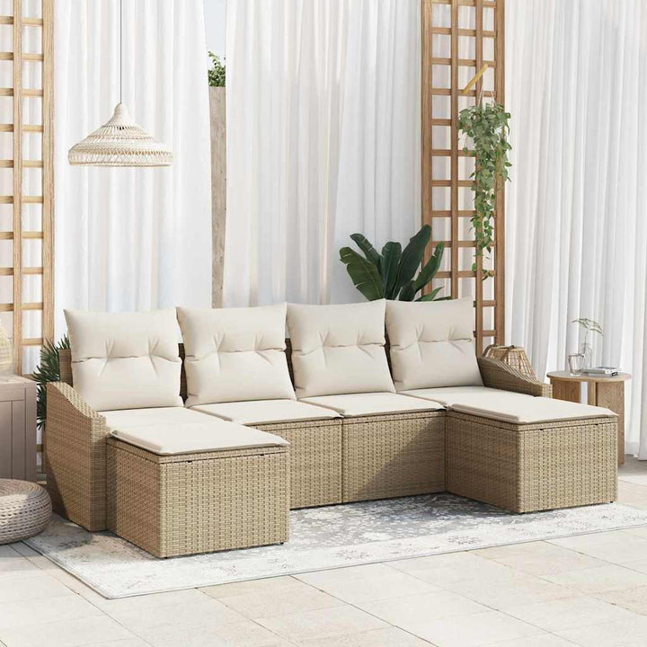 Sofa Sæt med pude 6 pcs Beige polyrattan