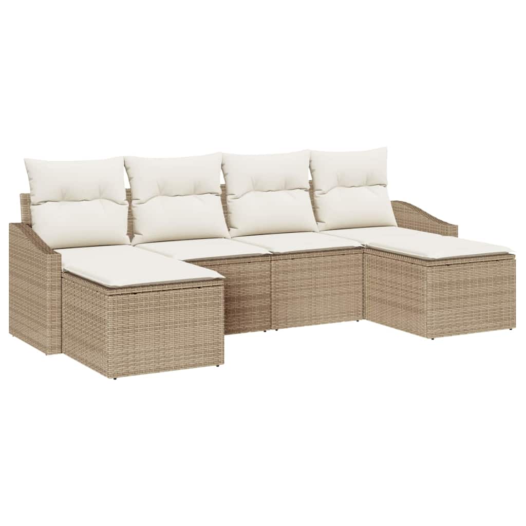 Sofa Sæt med pude 6 pcs Beige polyrattan