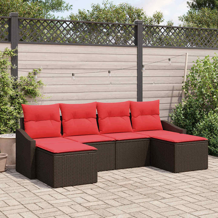 Sofa Sæt 6 stk. Brun polyrattan