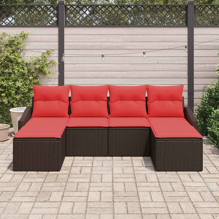 Sofa Sæt 6 stk. Brun polyrattan