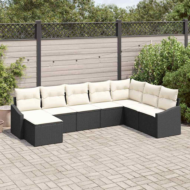 Sofa Sæt 8 stk. Sort polyrattan