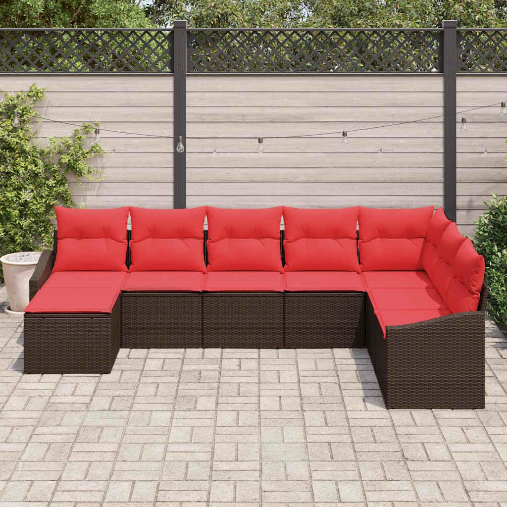 Sofa Sæt 8 stk. Brun polyrattan
