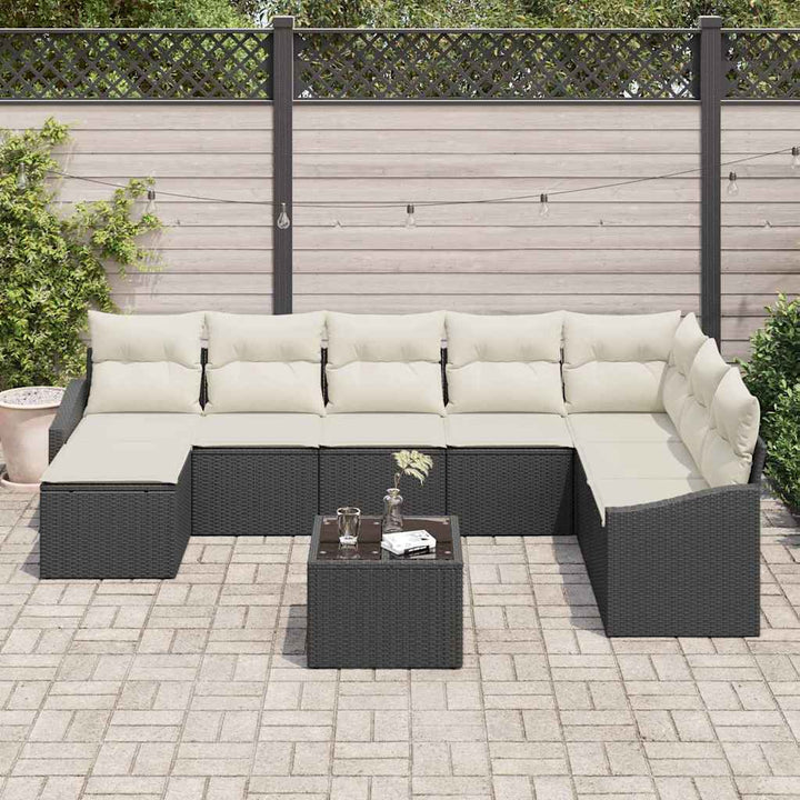 Sofa Sæt 9 stk. Sort polyrattan
