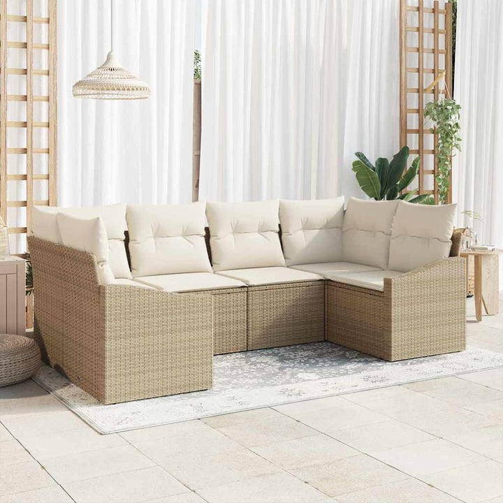 Sofa Sæt med pude 6 pcs Beige polyrattan